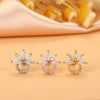 Fashion Cherry Flower Stainless Steel Copper Plating Inlay Zircon Ear Studs 1 Piece