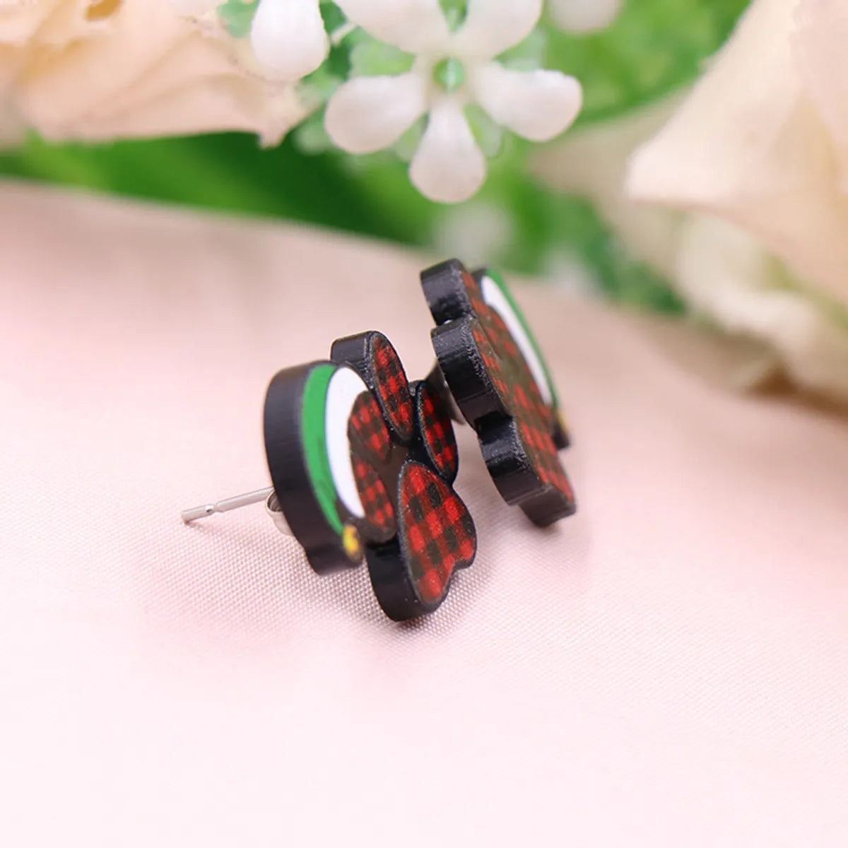 Wholesale Jewelry 1 Pair Fashion Christmas Hat Arylic Ear Studs