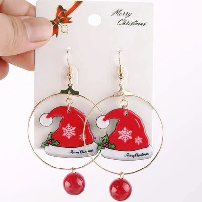 Fashion Christmas Hat Santa Claus Christmas Socks Alloy Beaded Women'S Drop Earrings 1 Pair