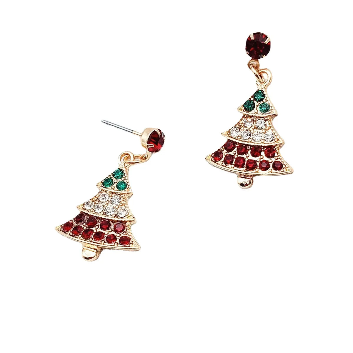 Fashion Christmas Tree Inlay Alloy Rhinestones Earrings Ear Studs