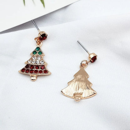 Fashion Christmas Tree Inlay Alloy Rhinestones Earrings Ear Studs