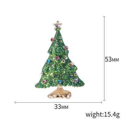 Fashion Christmas Tree Alloy Inlay Rhinestones Women'S Brooches