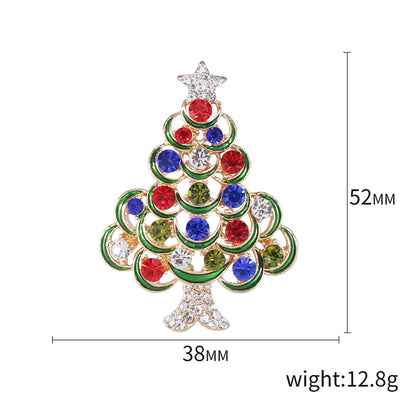 Fashion Christmas Tree Alloy Inlay Rhinestones Women'S Brooches