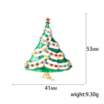 Fashion Christmas Tree Alloy Inlay Rhinestones Women'S Brooches