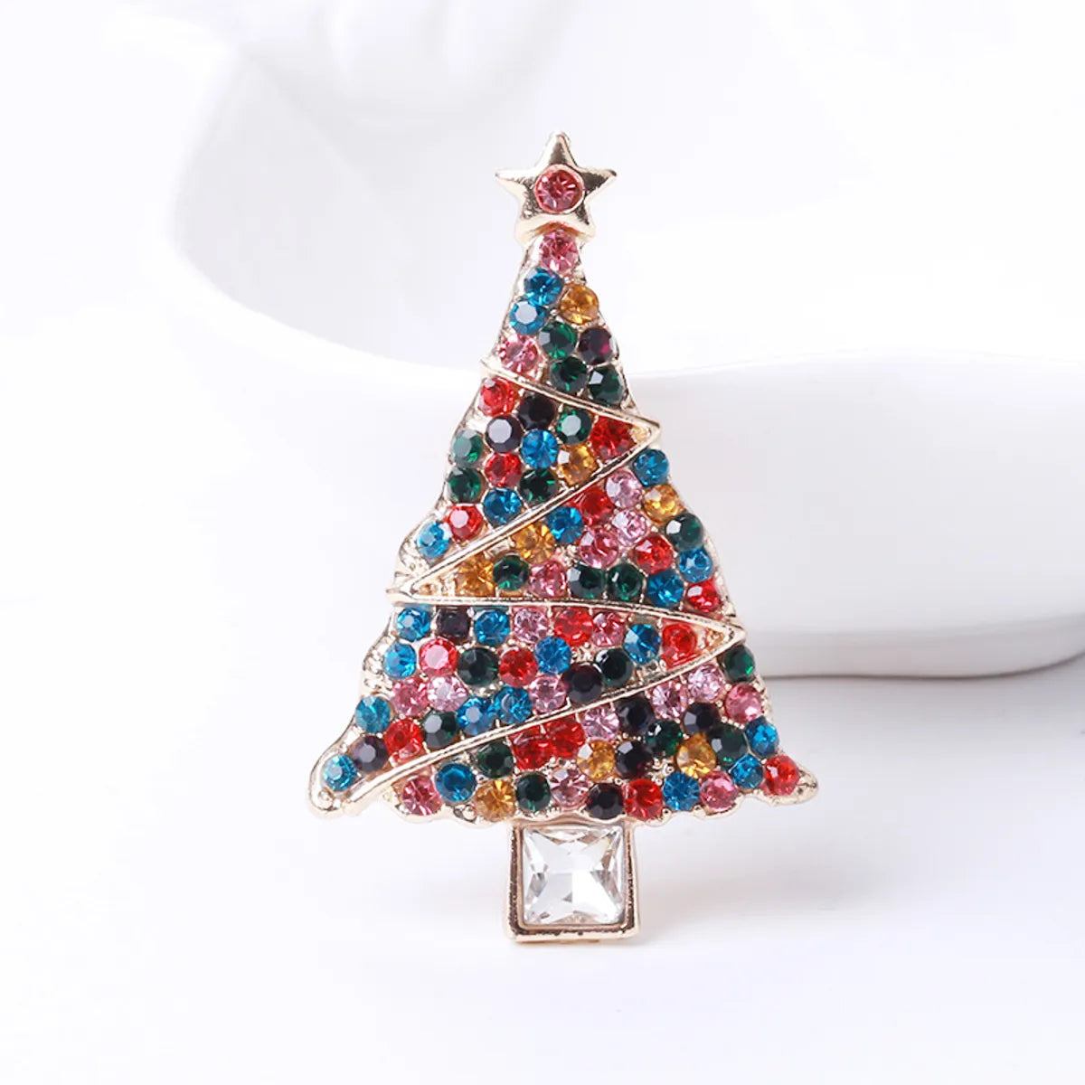 Fashion Christmas Tree Alloy Inlay Rhinestones Women'S Brooches