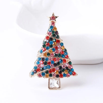 Fashion Christmas Tree Alloy Inlay Rhinestones Women'S Brooches