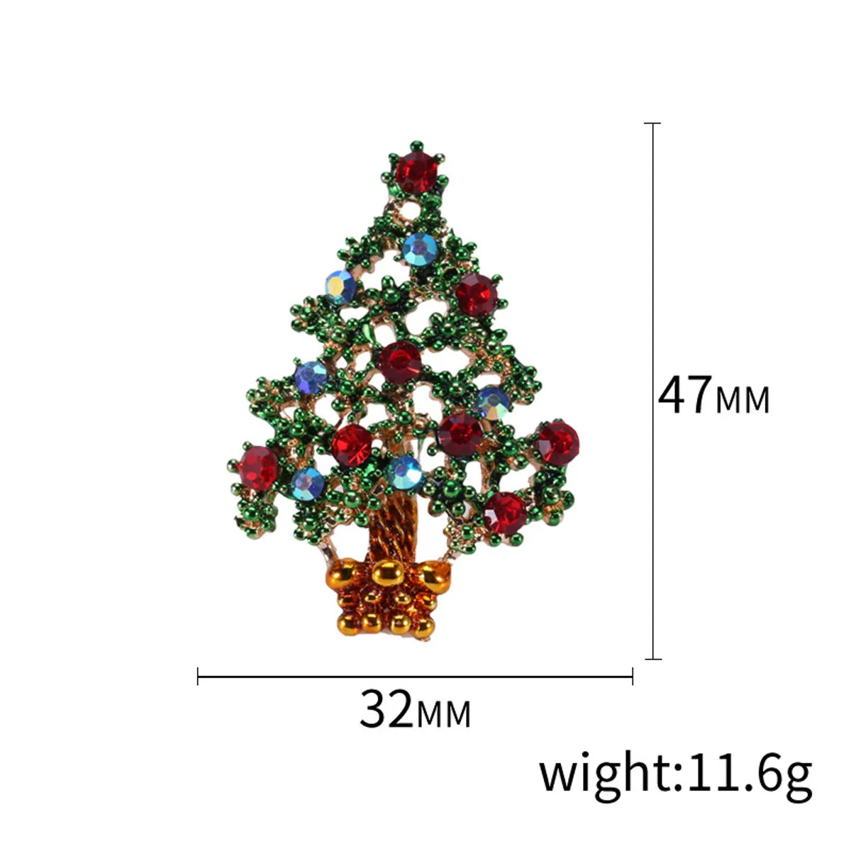 Fashion Christmas Tree Alloy Inlay Rhinestones Women'S Brooches