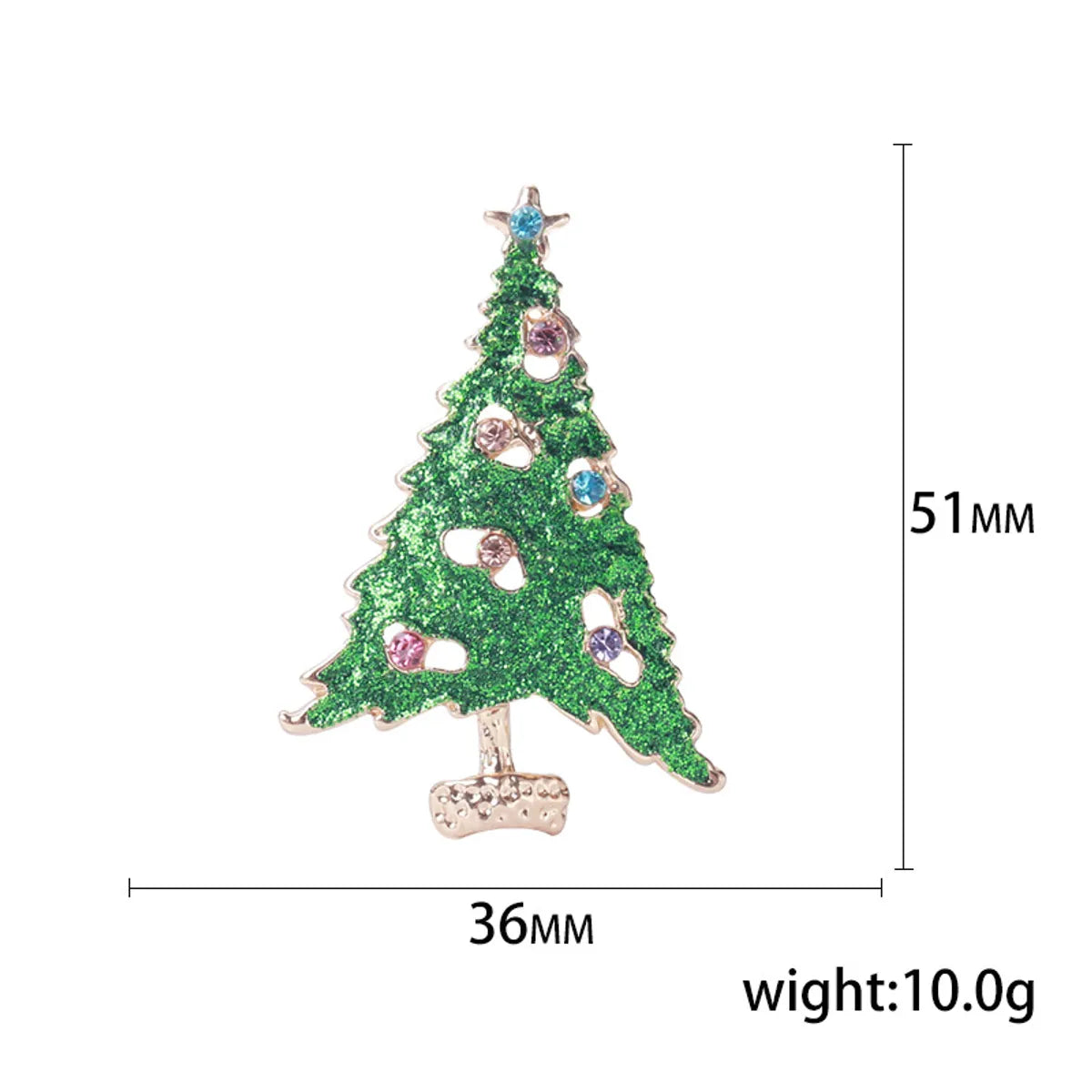 Fashion Christmas Tree Alloy Inlay Rhinestones Women'S Brooches