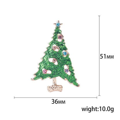 Fashion Christmas Tree Alloy Inlay Rhinestones Women'S Brooches