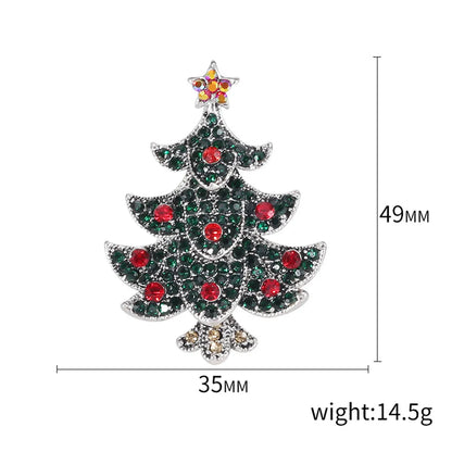 Fashion Christmas Tree Alloy Inlay Rhinestones Women'S Brooches