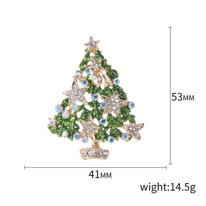 Fashion Christmas Tree Alloy Inlay Rhinestones Women'S Brooches