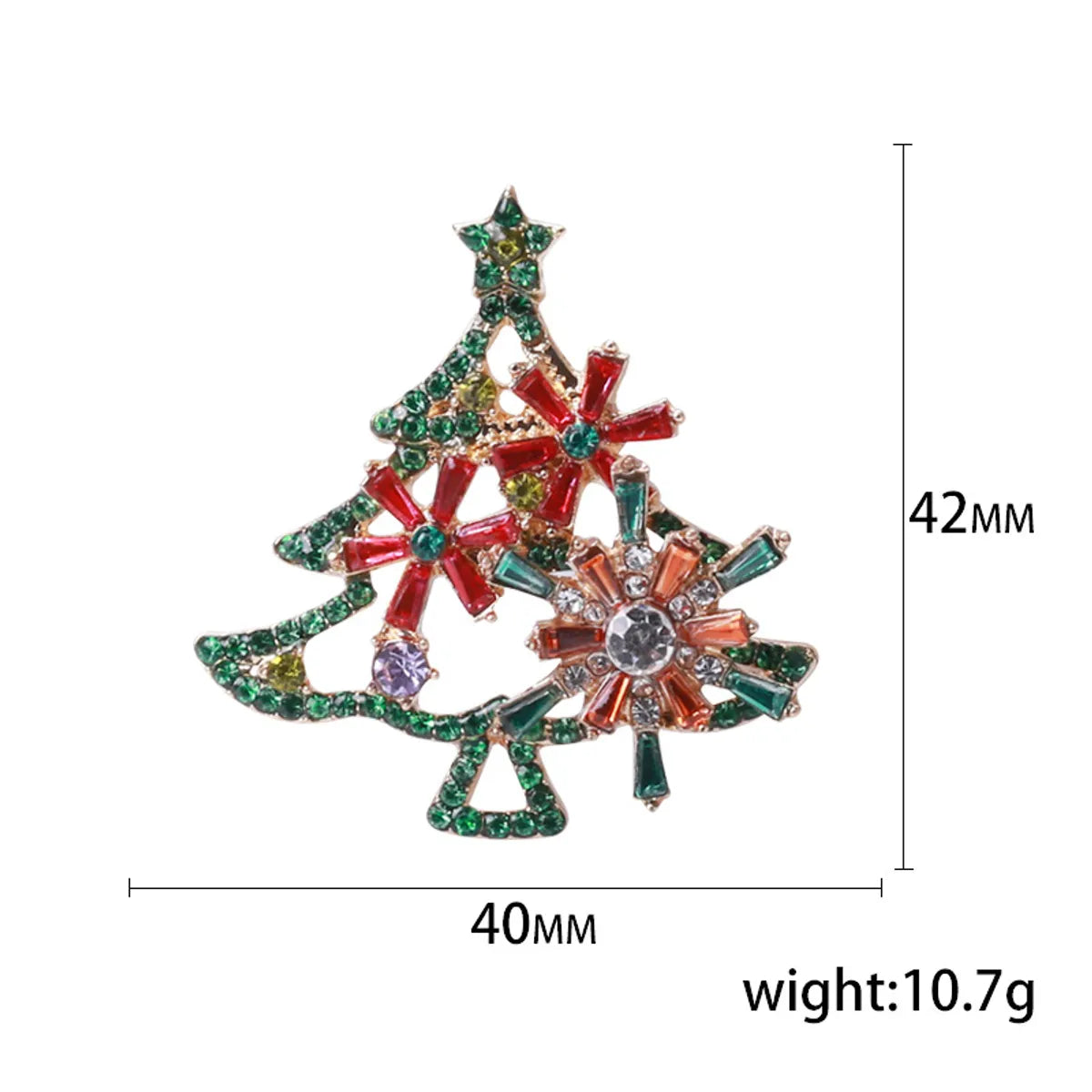 Fashion Christmas Tree Alloy Inlay Rhinestones Women'S Brooches