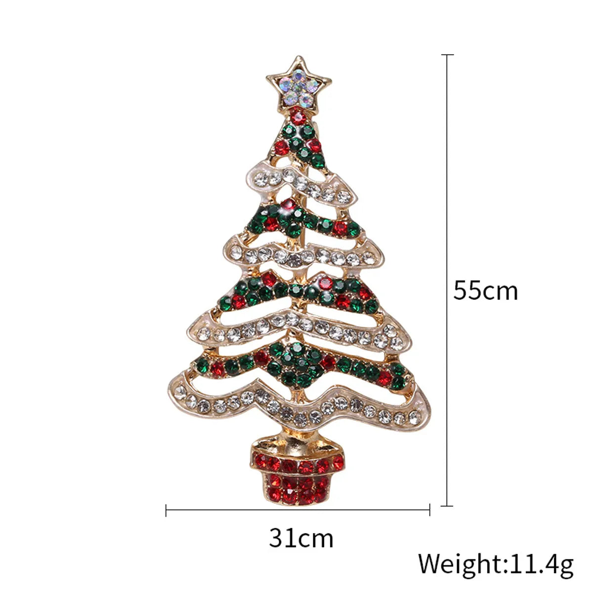 Fashion Christmas Tree Alloy Inlay Rhinestones Women'S Brooches