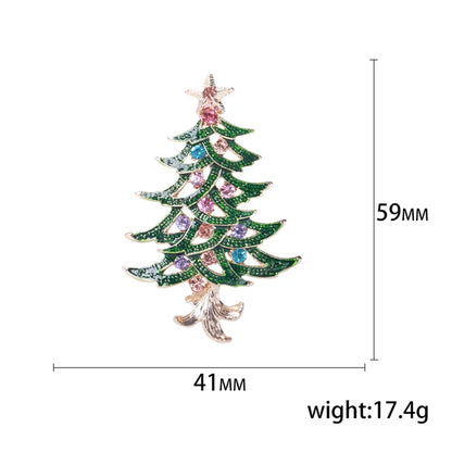 Fashion Christmas Tree Alloy Inlay Rhinestones Women'S Brooches