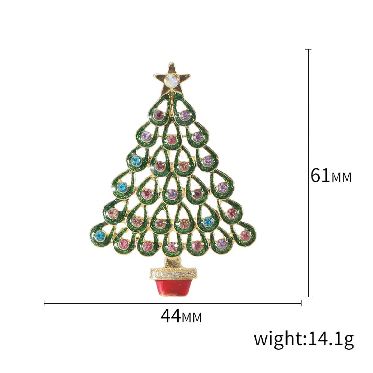 Fashion Christmas Tree Alloy Inlay Rhinestones Women'S Brooches