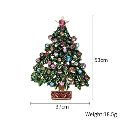 Fashion Christmas Tree Alloy Inlay Rhinestones Women'S Brooches