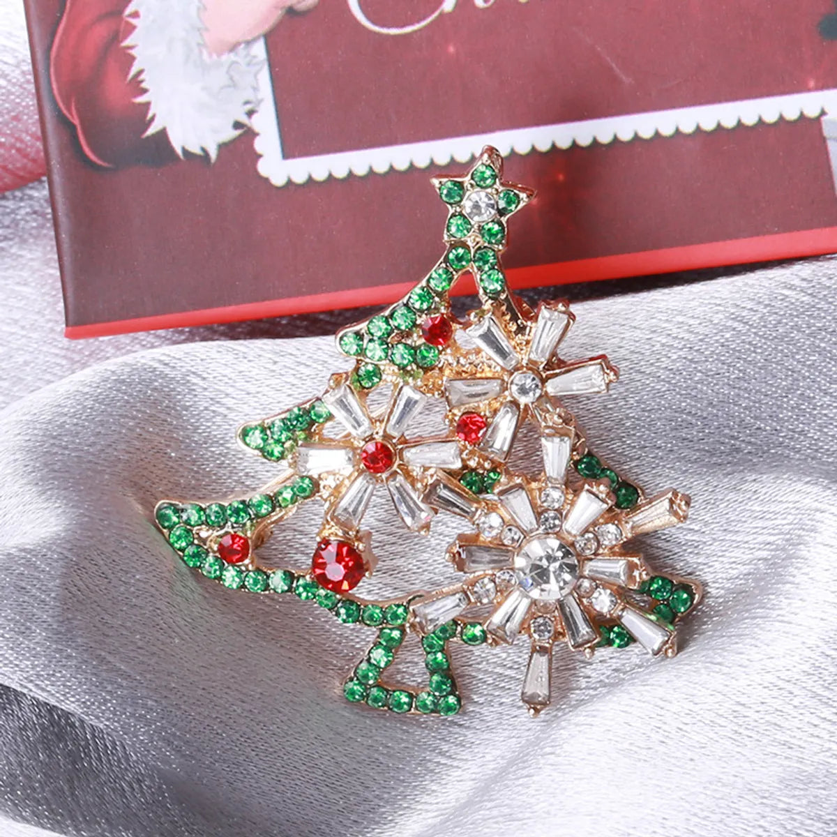 Fashion Christmas Tree Alloy Inlay Rhinestones Women'S Brooches