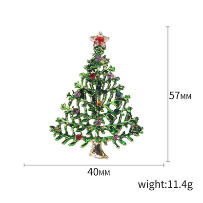 Fashion Christmas Tree Alloy Inlay Rhinestones Women'S Brooches