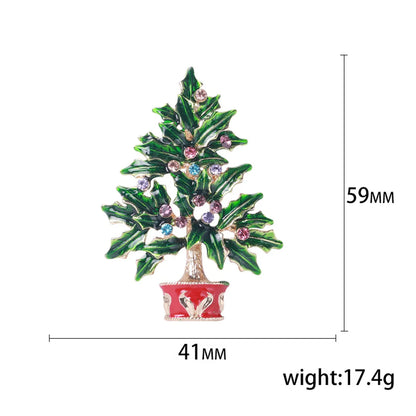 Fashion Christmas Tree Alloy Inlay Rhinestones Women'S Brooches