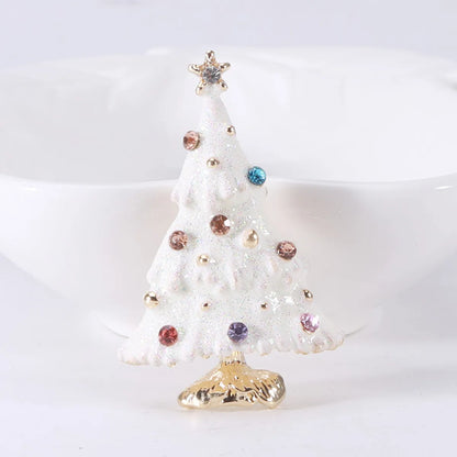 Fashion Christmas Tree Alloy Inlay Rhinestones Women'S Brooches