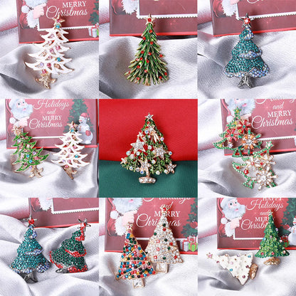 Fashion Christmas Tree Alloy Inlay Rhinestones Women'S Brooches