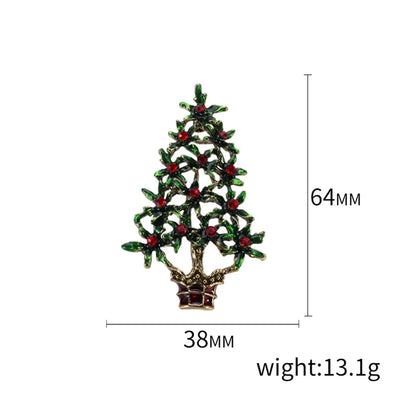 Fashion Christmas Tree Alloy Inlay Rhinestones Women'S Brooches