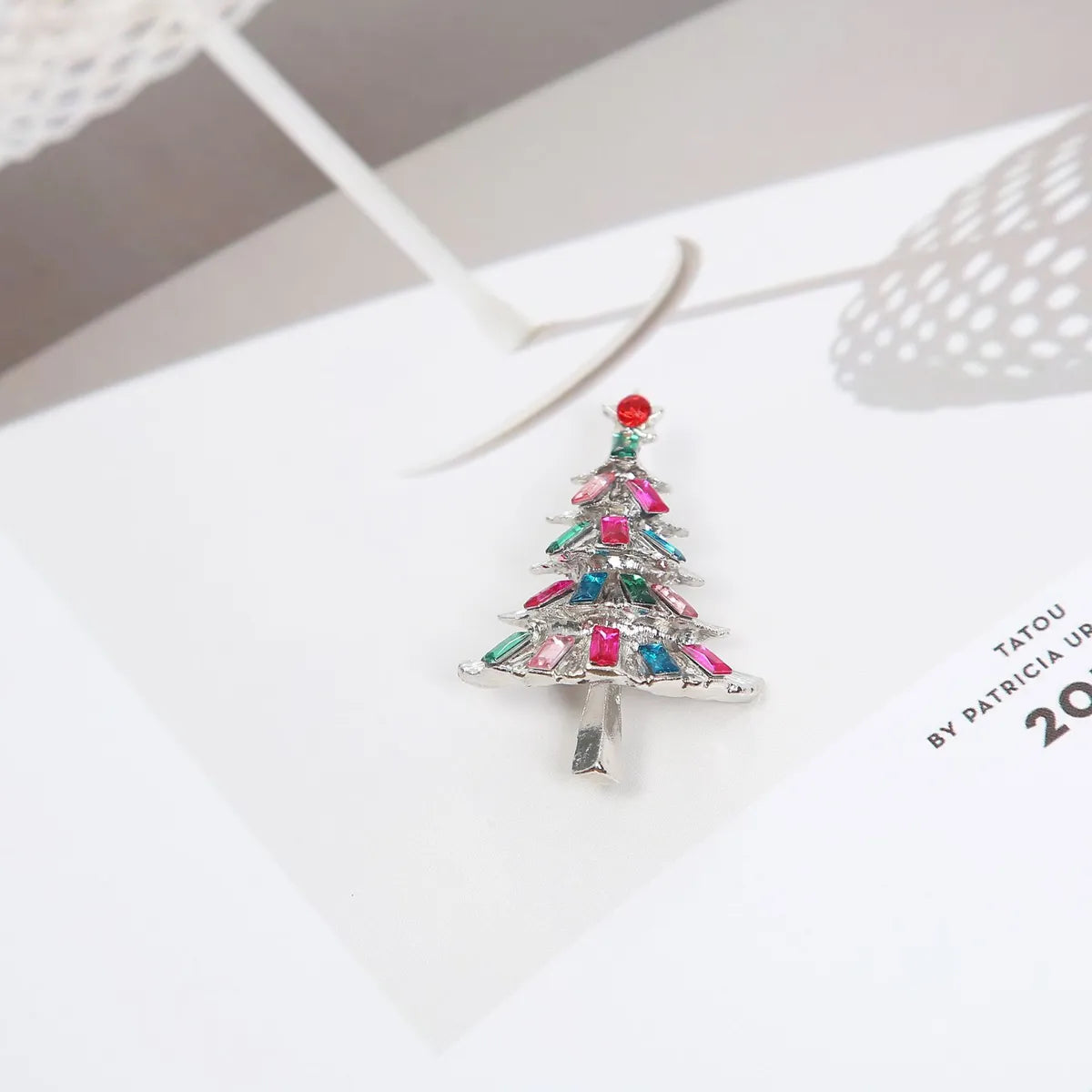 Fashion Christmas Tree Alloy Plating Rhinestones Unisex Brooches