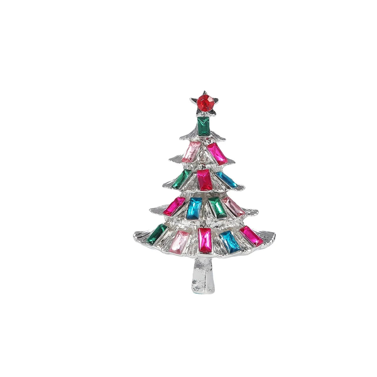 Fashion Christmas Tree Alloy Plating Rhinestones Unisex Brooches