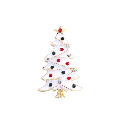 Fashion Christmas Tree Alloy Plating Rhinestones Women'S Brooches