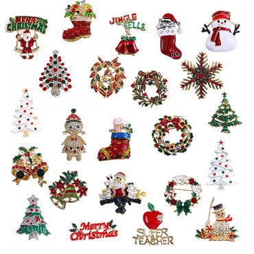 Fashion Christmas Tree Alloy Plating Rhinestones Women'S Brooches