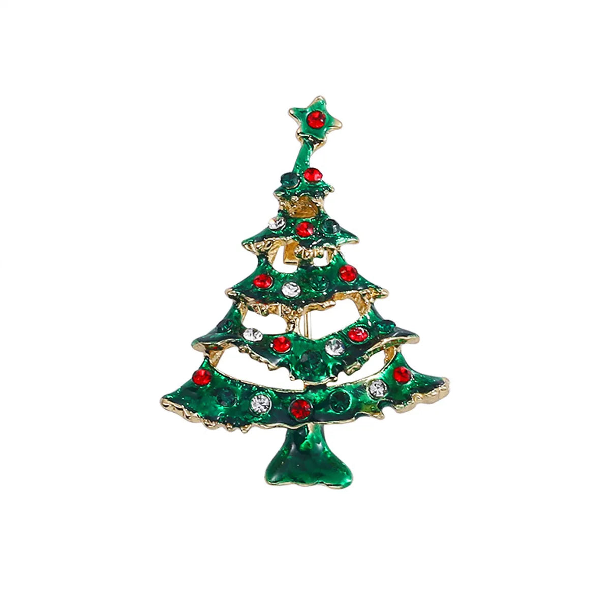 Fashion Christmas Tree Alloy Plating Rhinestones Women'S Brooches