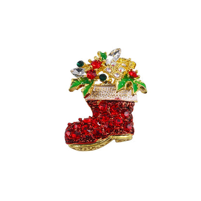 Fashion Christmas Tree Alloy Plating Rhinestones Women'S Brooches