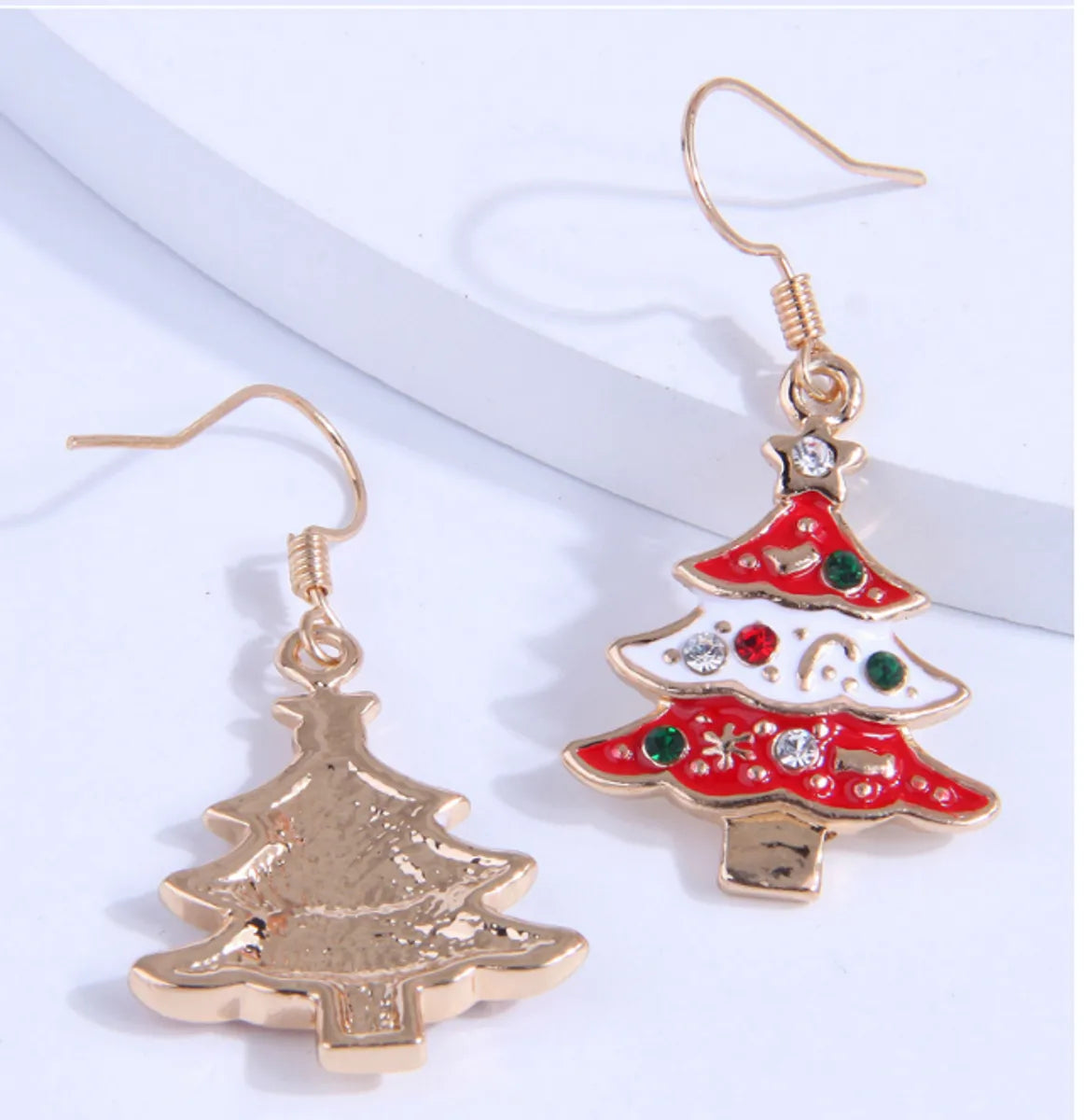 Fashion Christmas Tree Alloy Plating Rhinestones Women's Ear Hook 1 Pair