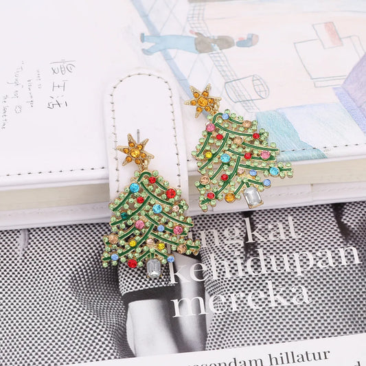 Fashion Christmas Tree Alloy Rhinestones Women'S Drop Earrings 1 Pair