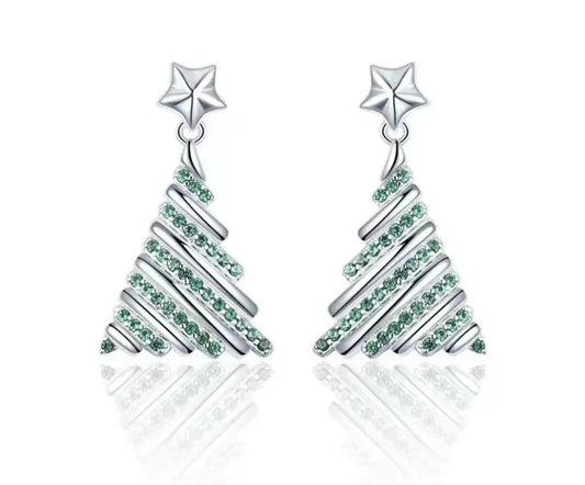 Fashion Christmas Tree Alloy Rhinestones Women'S Earrings 1 Pair