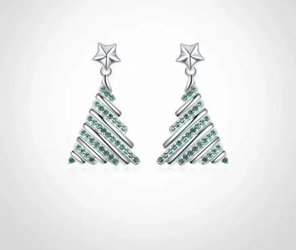 Fashion Christmas Tree Alloy Rhinestones Women'S Earrings 1 Pair