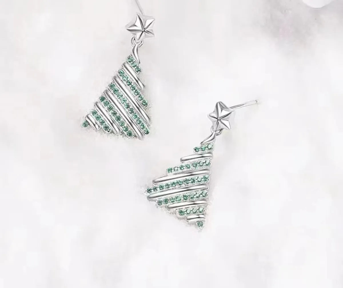 Fashion Christmas Tree Alloy Rhinestones Women'S Earrings 1 Pair