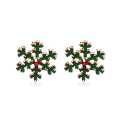 Fashion Christmas Tree Bell Snowflake Alloy Rhinestones Ear Studs