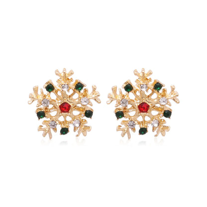 Fashion Christmas Tree Bell Snowflake Alloy Rhinestones Ear Studs