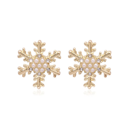 Fashion Christmas Tree Bell Snowflake Alloy Rhinestones Ear Studs