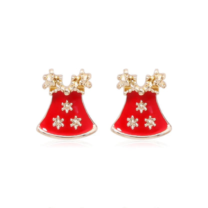 Fashion Christmas Tree Bell Snowflake Alloy Rhinestones Ear Studs