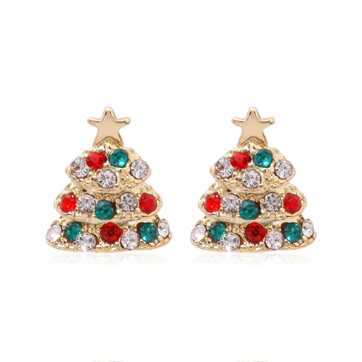 Fashion Christmas Tree Bell Snowflake Alloy Rhinestones Ear Studs