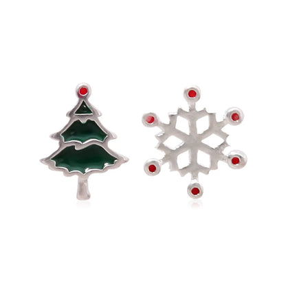 Fashion Christmas Tree Bell Snowflake Alloy Rhinestones Ear Studs