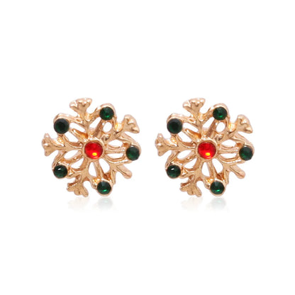 Fashion Christmas Tree Bell Snowflake Alloy Rhinestones Ear Studs