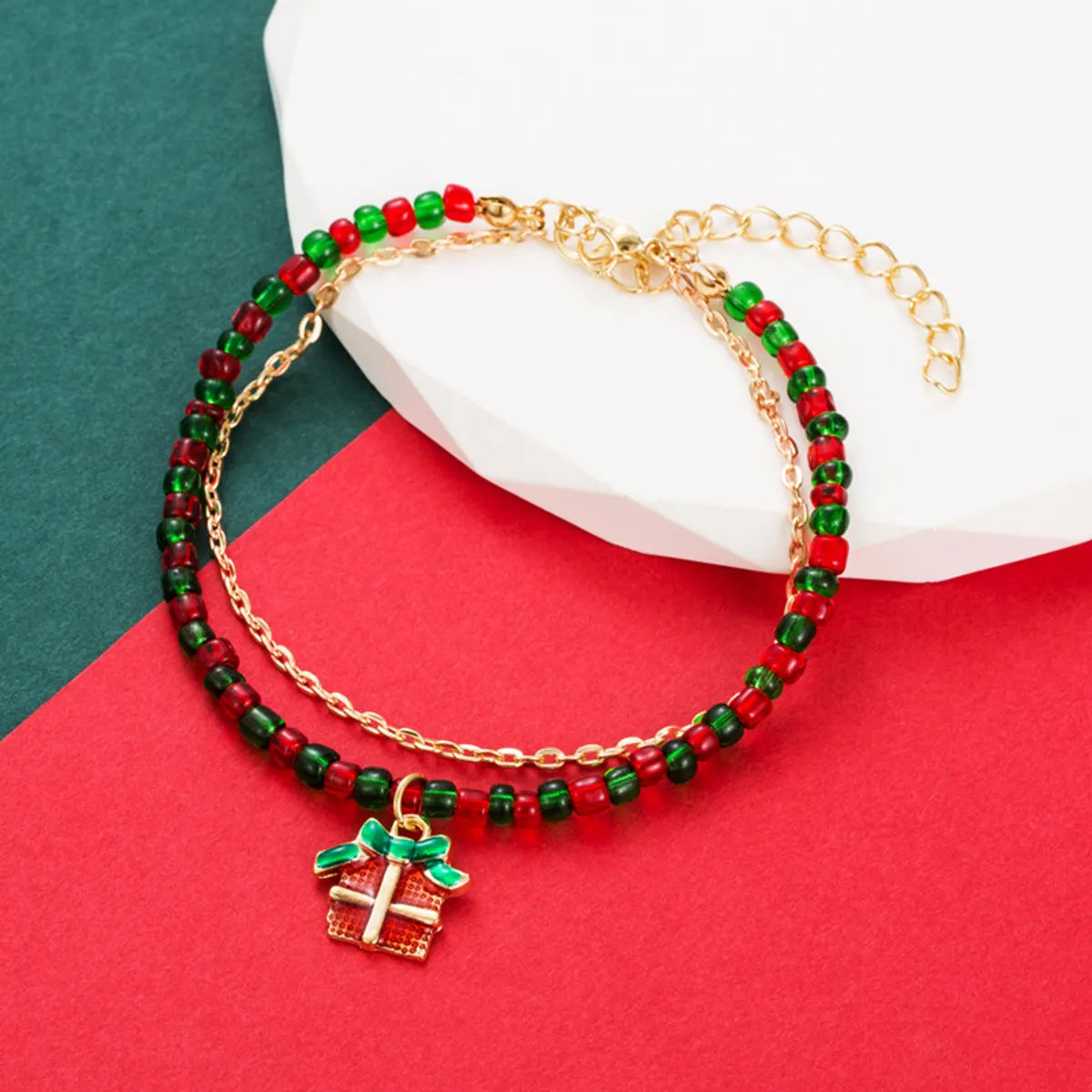 Fashion Christmas Tree Candy Alloy Beaded Enamel Women's Bracelets