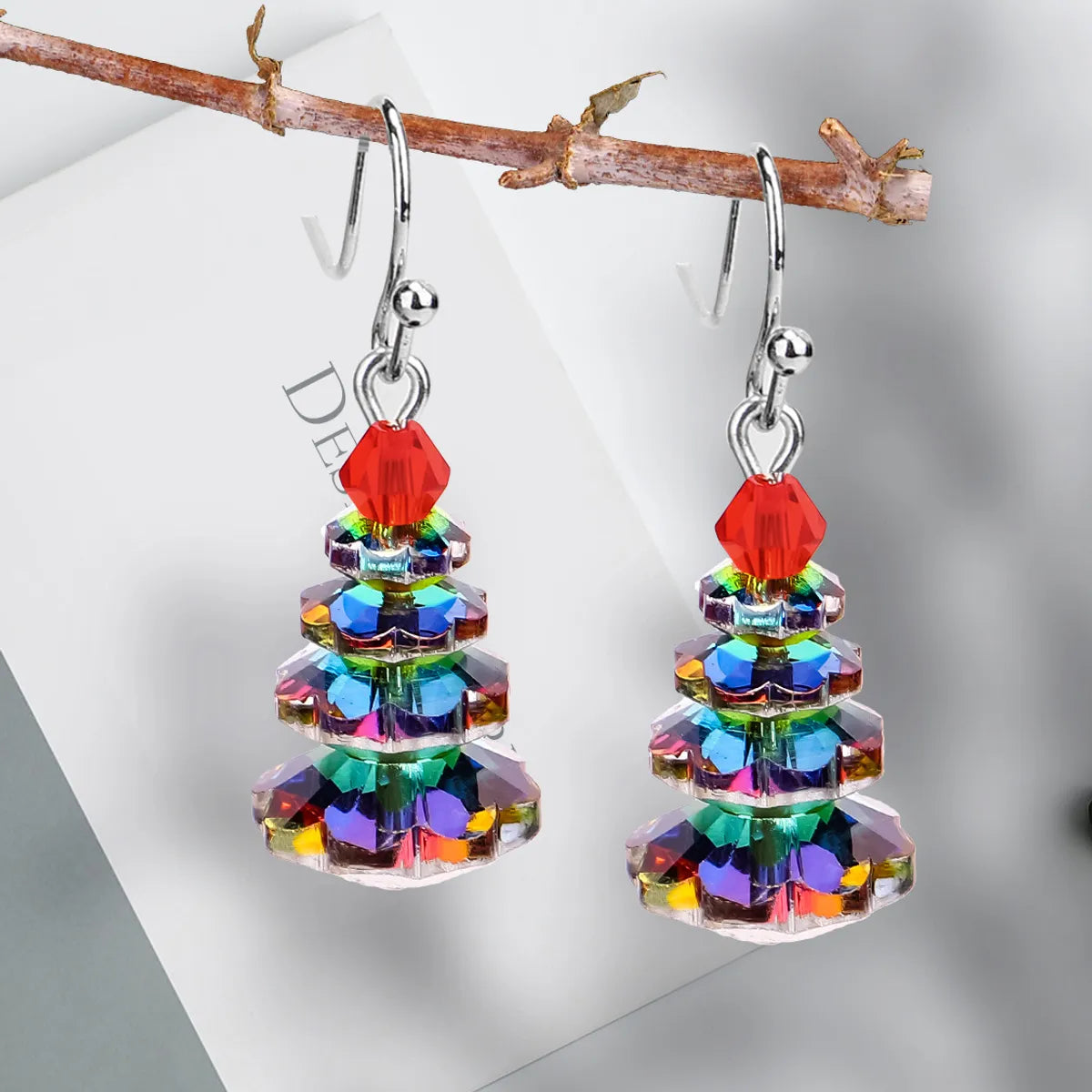 Fashion Christmas Tree Crystal Plating Women'S Drop Earrings 1 Pair