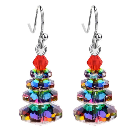 Fashion Christmas Tree Crystal Plating Women'S Drop Earrings 1 Pair