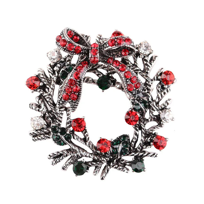 Fashion Christmas Tree Elk Alloy Plating Rhinestones Women'S Brooches