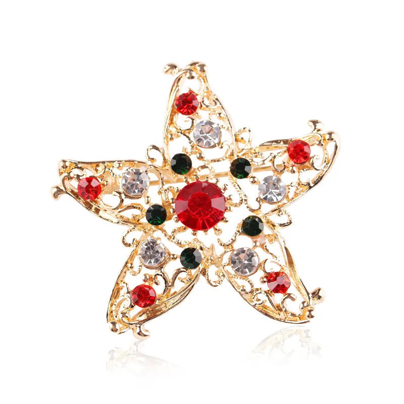 Fashion Christmas Tree Elk Alloy Plating Rhinestones Women'S Brooches