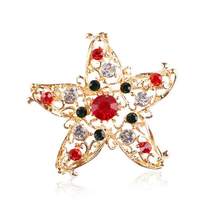 Fashion Christmas Tree Elk Alloy Plating Rhinestones Women'S Brooches